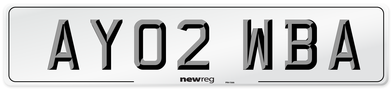 AY02 WBA Number Plate from New Reg